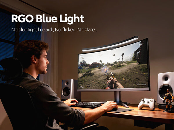 LYMAX Curved Monitor Light Bar - Eye-Caring LED Screen Hanging Lamp for Computer & Gaming Monitors, Adjustable Brightness & Color Temperature