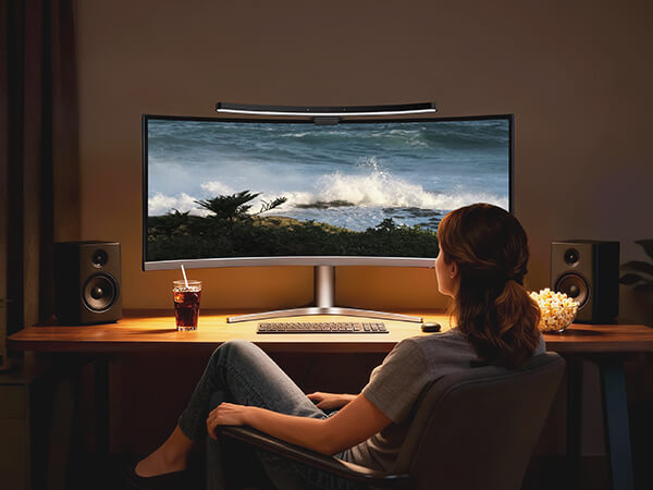 LYMAX Curved Monitor Light Bar - Eye-Caring LED Screen Hanging Lamp for Computer & Gaming Monitors, Adjustable Brightness & Color Temperature