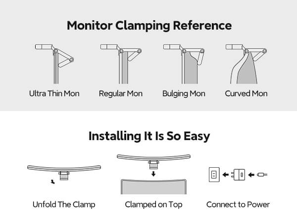 LYMAX Curved Monitor Light Bar - Eye-Caring LED Screen Hanging Lamp for Computer & Gaming Monitors, Adjustable Brightness & Color Temperature